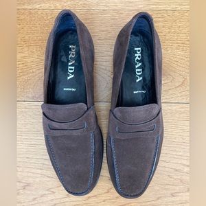 Prada brown suede leather mocassin loafers UK8.5/US 9.5 - barely used,too small